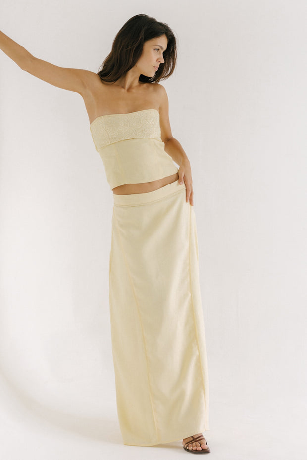 Butter Yellow Linen Maxi Skirt