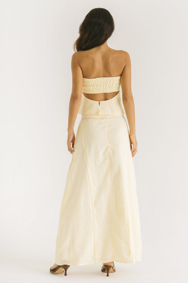 Butter Yellow Linen Maxi Skirt